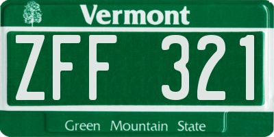 VT license plate ZFF321