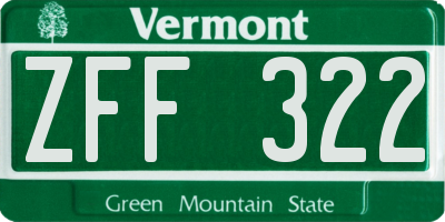 VT license plate ZFF322