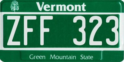 VT license plate ZFF323