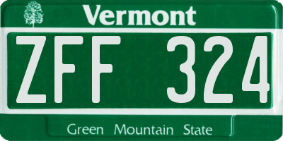 VT license plate ZFF324