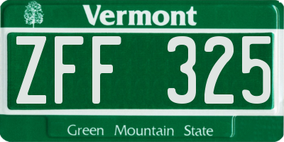 VT license plate ZFF325