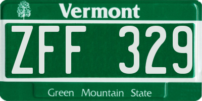 VT license plate ZFF329