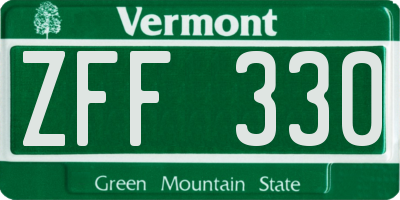 VT license plate ZFF330