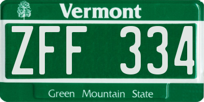 VT license plate ZFF334