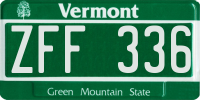 VT license plate ZFF336