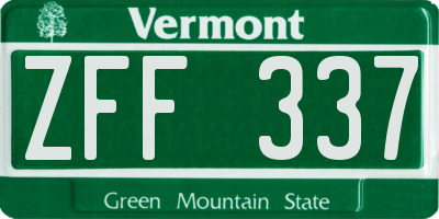 VT license plate ZFF337