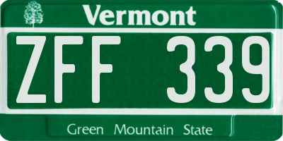 VT license plate ZFF339