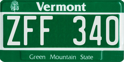 VT license plate ZFF340
