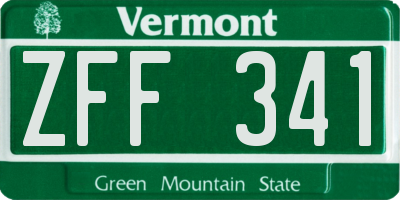 VT license plate ZFF341