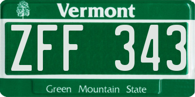 VT license plate ZFF343
