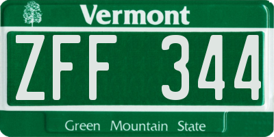 VT license plate ZFF344