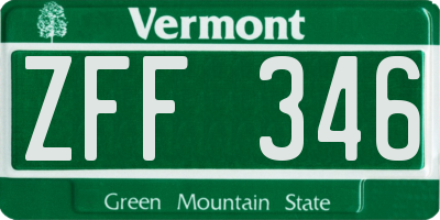 VT license plate ZFF346