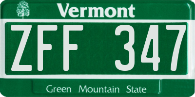 VT license plate ZFF347