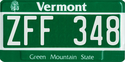 VT license plate ZFF348