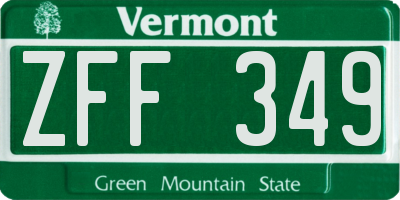 VT license plate ZFF349