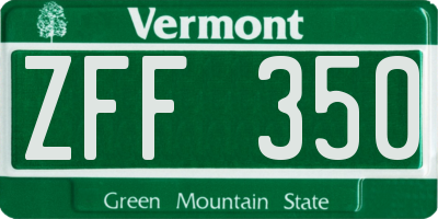 VT license plate ZFF350