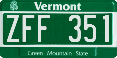 VT license plate ZFF351