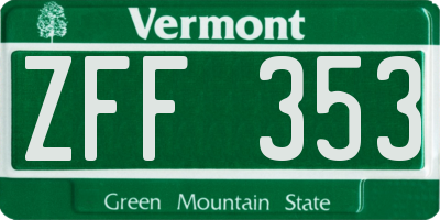 VT license plate ZFF353