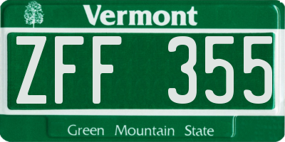 VT license plate ZFF355