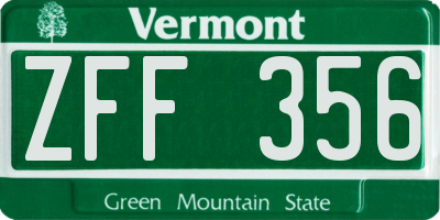 VT license plate ZFF356