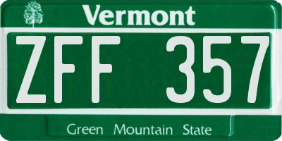 VT license plate ZFF357