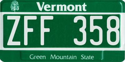 VT license plate ZFF358