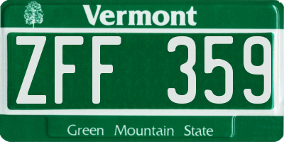 VT license plate ZFF359