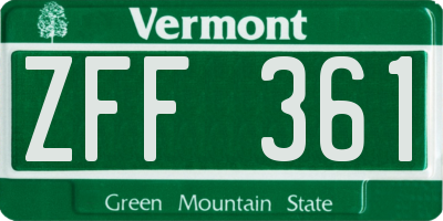 VT license plate ZFF361