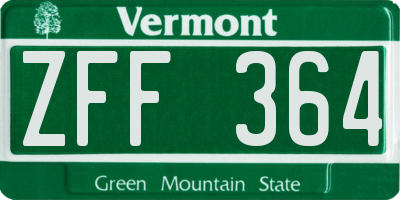 VT license plate ZFF364