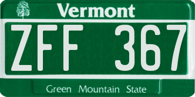 VT license plate ZFF367