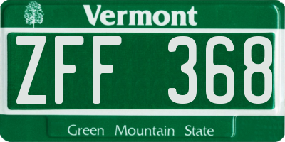 VT license plate ZFF368