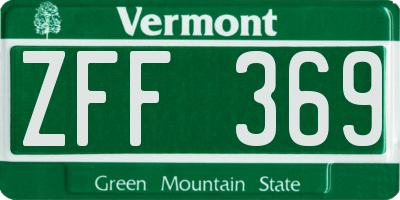 VT license plate ZFF369