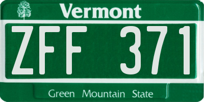 VT license plate ZFF371