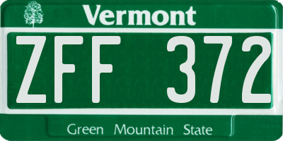 VT license plate ZFF372