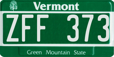 VT license plate ZFF373