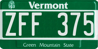 VT license plate ZFF375