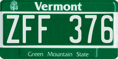 VT license plate ZFF376