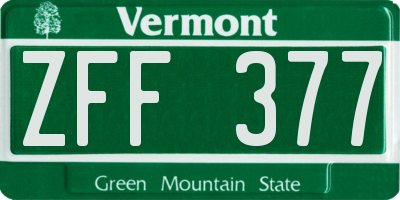 VT license plate ZFF377
