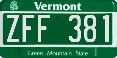 VT license plate ZFF381