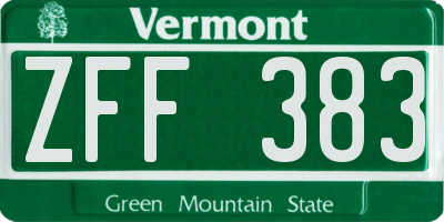 VT license plate ZFF383