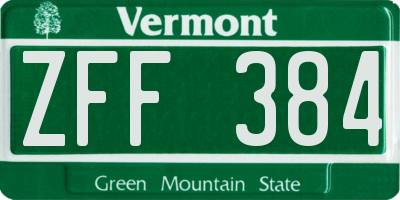 VT license plate ZFF384
