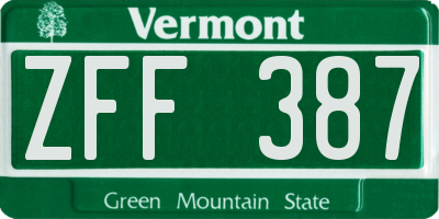 VT license plate ZFF387