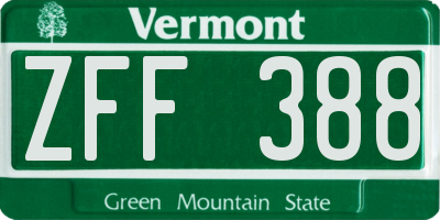 VT license plate ZFF388
