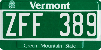 VT license plate ZFF389