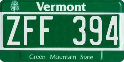 VT license plate ZFF394