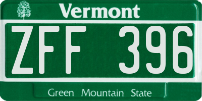 VT license plate ZFF396