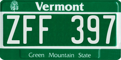VT license plate ZFF397