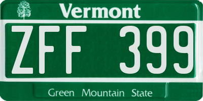 VT license plate ZFF399