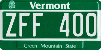 VT license plate ZFF400