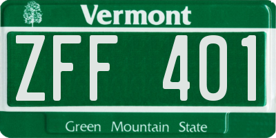 VT license plate ZFF401